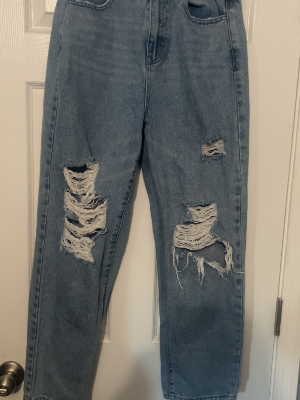 Show Me Your MuMu Distressed Boyfriend Jeans in Light Blue